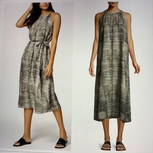 Eileen Fisher Limestone Silk Halter Midi Dress S